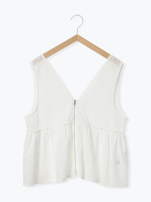 Samansa Mos2 blue「カットワークレースベスト」|シャツ・ブラウス|