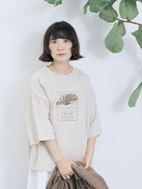 Samansa Mos2 blue「ヴィンテージ風プリントTシャツ」|Tシャツ・カットソー|