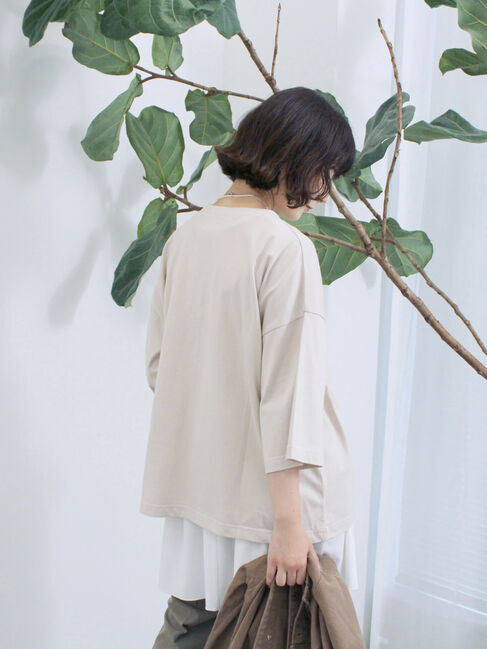 Samansa Mos2 blue「ヴィンテージ風プリントTシャツ」|Tシャツ・カットソー|