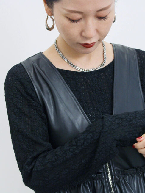 Samansa Mos2 blue「シアーレースロンT」|Tシャツ・カットソー|