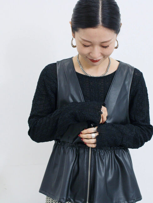 Samansa Mos2 blue「シアーレースロンT」|Tシャツ・カットソー|