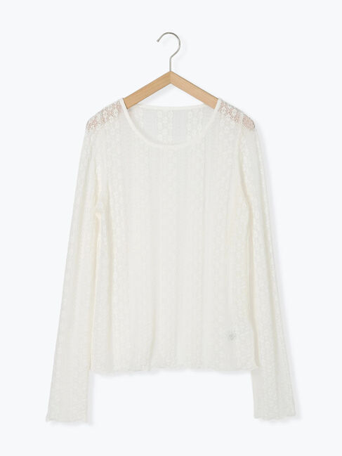 Samansa Mos2 blue「シアーレースロンT」|Tシャツ・カットソー|