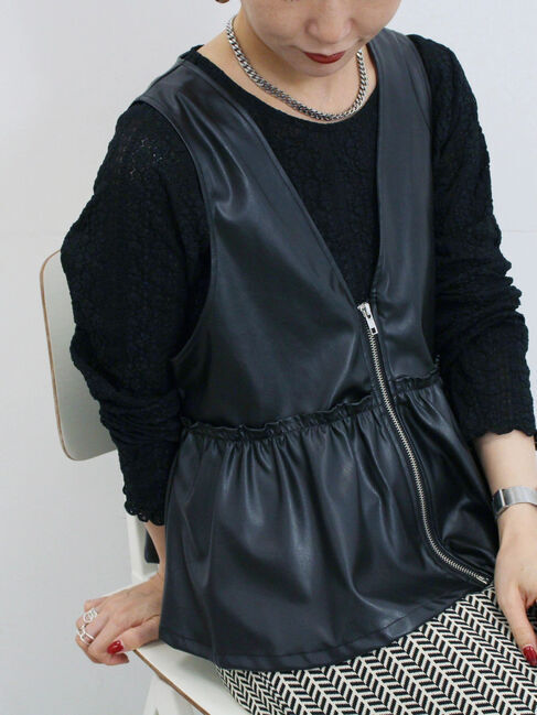 Samansa Mos2 blue「シアーレースロンT」|Tシャツ・カットソー|