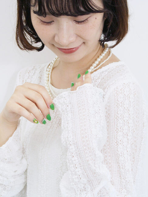 Samansa Mos2 blue「シアーレースロンT」|Tシャツ・カットソー|