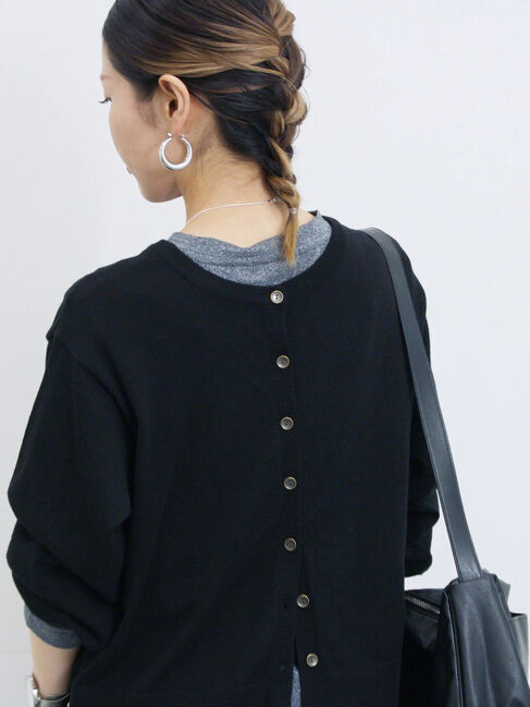 Samansa Mos2 blue「マルチスタイル前後2wayクルーネックカーディガン」|カーディガン|