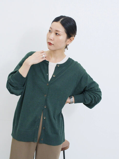 Samansa Mos2 blue「マルチスタイル前後2wayクルーネックカーディガン」|カーディガン|