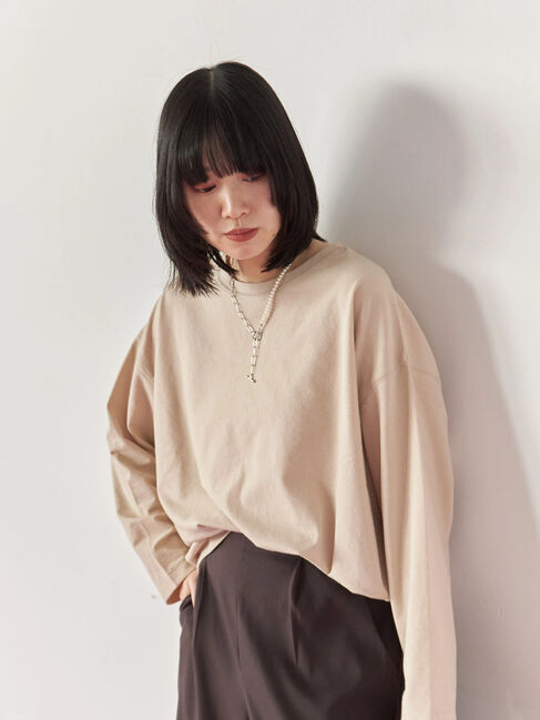 Samansa Mos2 blue「リネンタッチドルマンスリーブプルオーバー」|Tシャツ・カットソー|