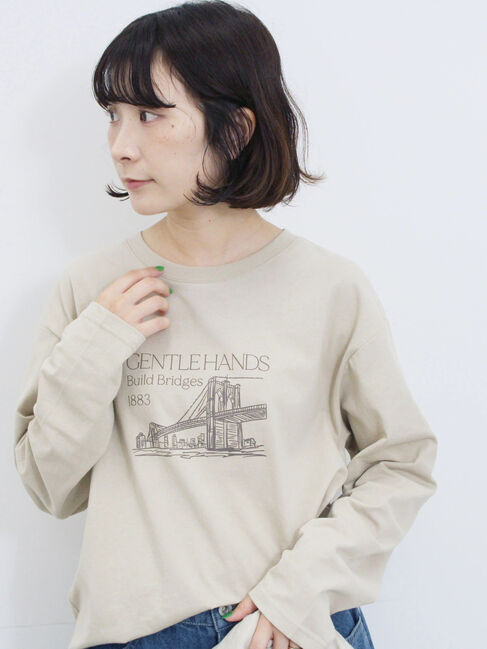 Samansa Mos2 blue「アソートプリントロンT」|Tシャツ・カットソー|