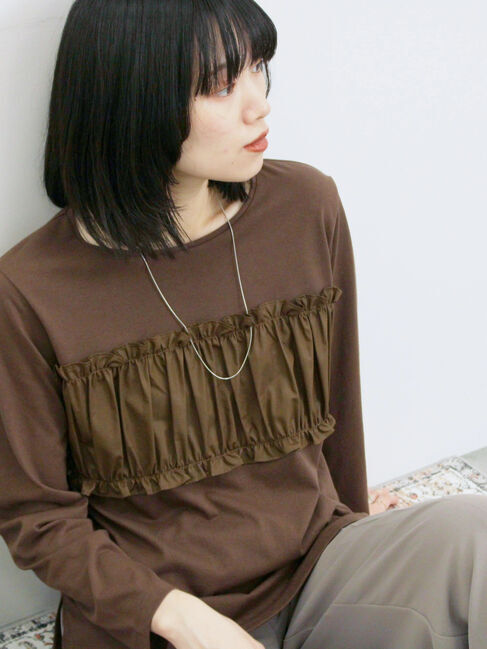 Samansa Mos2 blue「ビスチェドッキングカットソー」|Tシャツ・カットソー|