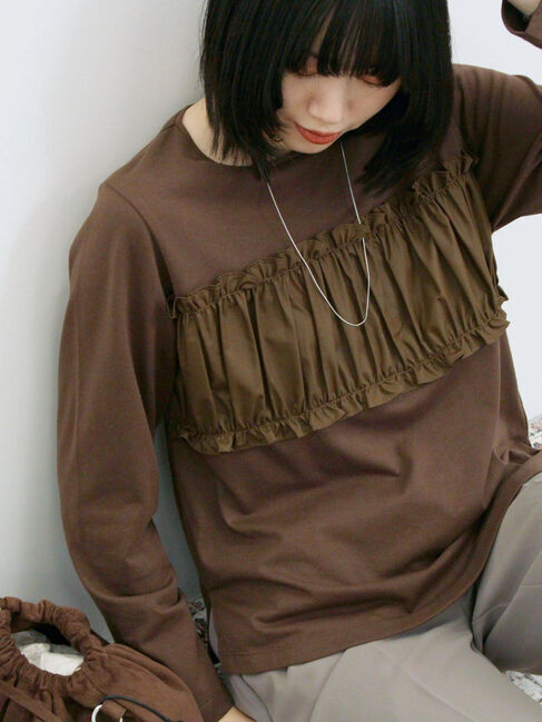 Samansa Mos2 blue「ビスチェドッキングカットソー」|Tシャツ・カットソー|