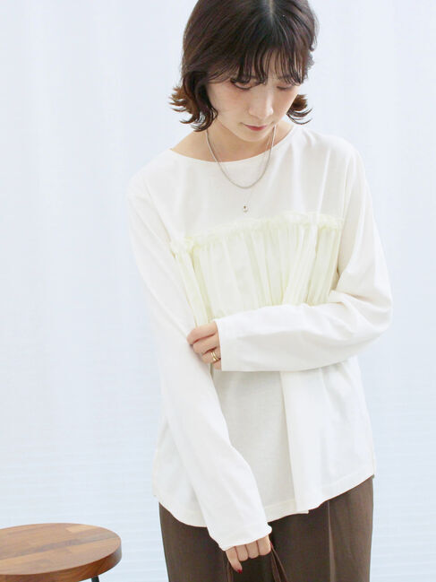 Samansa Mos2 blue「ビスチェドッキングカットソー」|Tシャツ・カットソー|