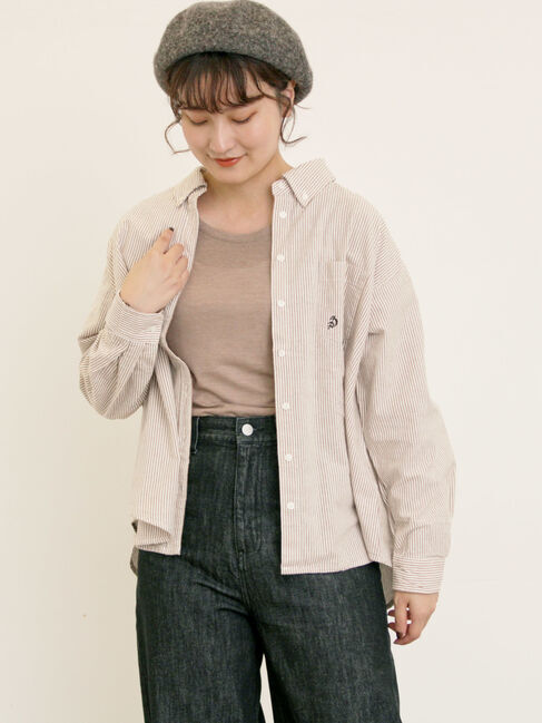 Samansa Mos2「ワンポイントロゴ刺繍シャツ」|シャツ・ブラウス|