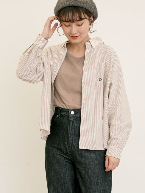 Samansa Mos2「ワンポイントロゴ刺繍シャツ」|シャツ・ブラウス|