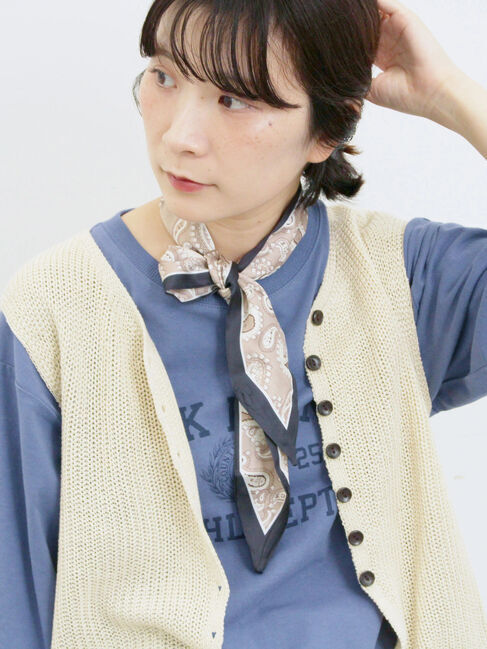 Samansa Mos2 blue「バンダナ付きニットベスト」|ニット・セーター|