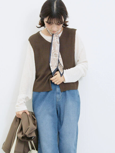 Samansa Mos2 blue「バンダナ付きニットベスト」|ニット・セーター|