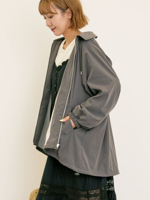 Samansa Mos2「襟付きマウンテンパーカー」|ブルゾン・スタジャン|チャコールグレー