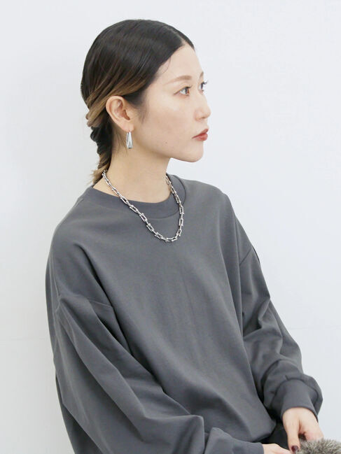 Samansa Mos2 blue「ポンチ袖タックプルオーバー」|Tシャツ・カットソー|