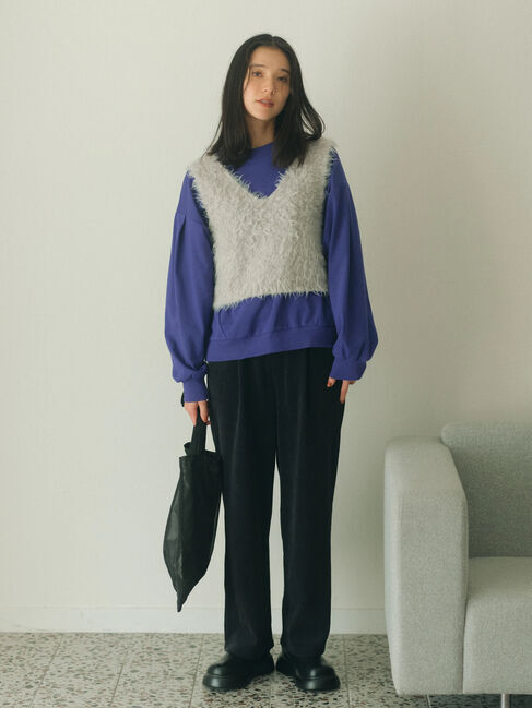 Samansa Mos2 blue「カットコールストレートパンツ」|その他|