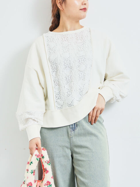 SM2「レース切替裏毛プルオーバー」|Tシャツ・カットソー|