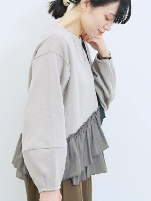 Samansa Mos2 blue「ペプラムドッキングプルオーバー」|Tシャツ・カットソー|