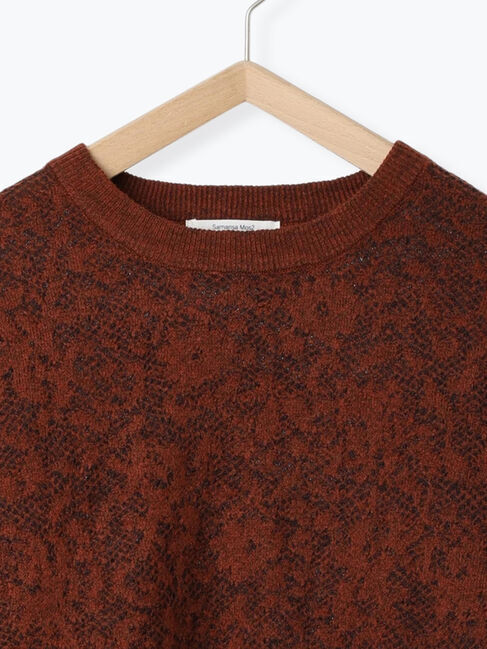 Samansa Mos2 blue「微起毛花ジャガードニットプルオーバー」|ニット・セーター|