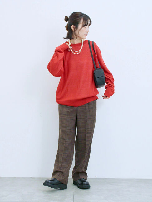 Samansa Mos2 blue「カチオン染めチェックパンツ」|その他|