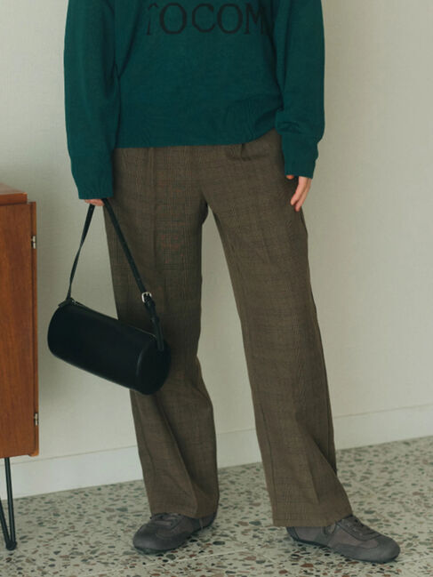 Samansa Mos2 blue「カチオン染めチェックパンツ」|その他|