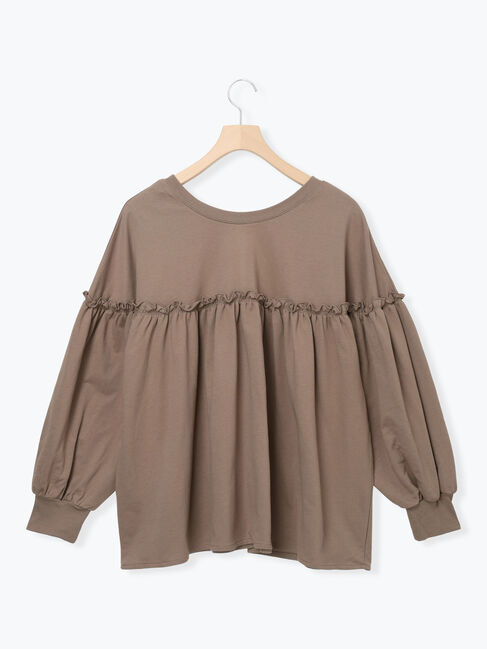 Samansa Mos2「ミニ裏毛切替ギャザープルオーバー」|Tシャツ・カットソー|