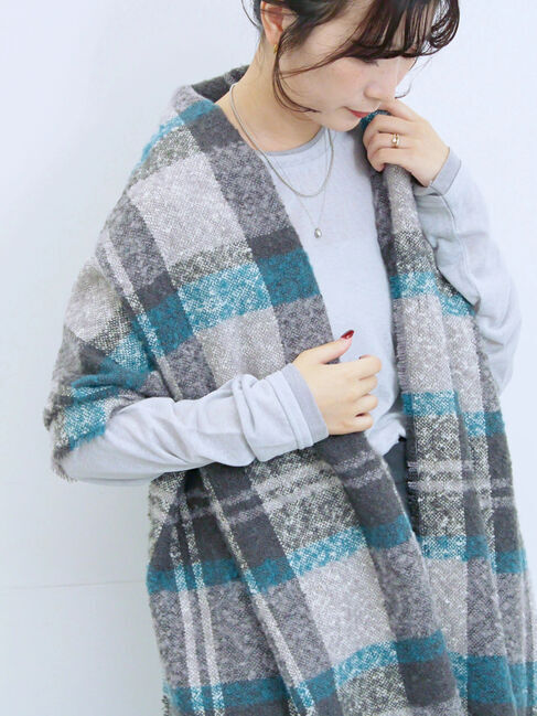 Samansa Mos2 blue「ブークレチェックマフラー」|その他|