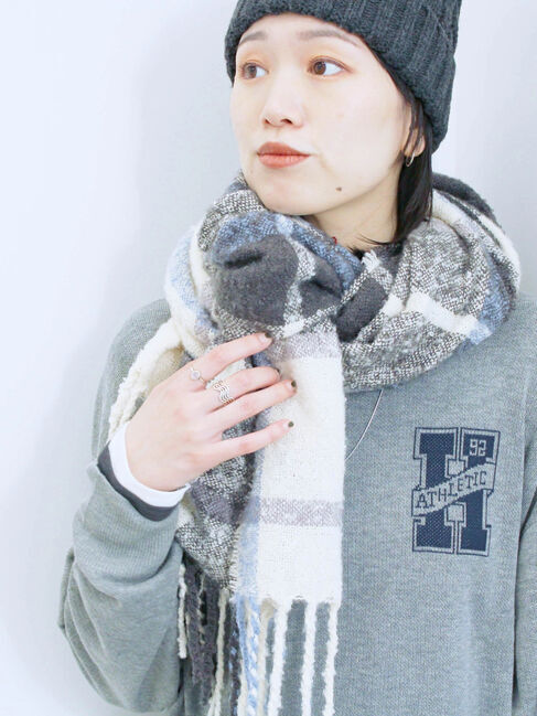 Samansa Mos2 blue「ブークレチェックマフラー」|その他|