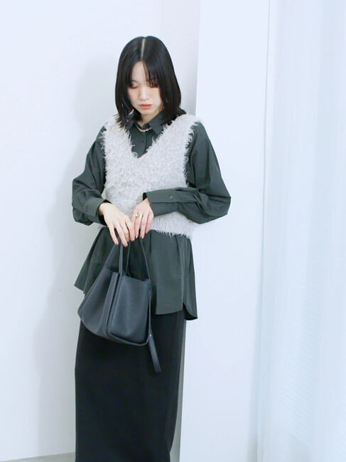 Samansa Mos2 blue「◎マットサテンタックシャツ」|シャツ・ブラウス|