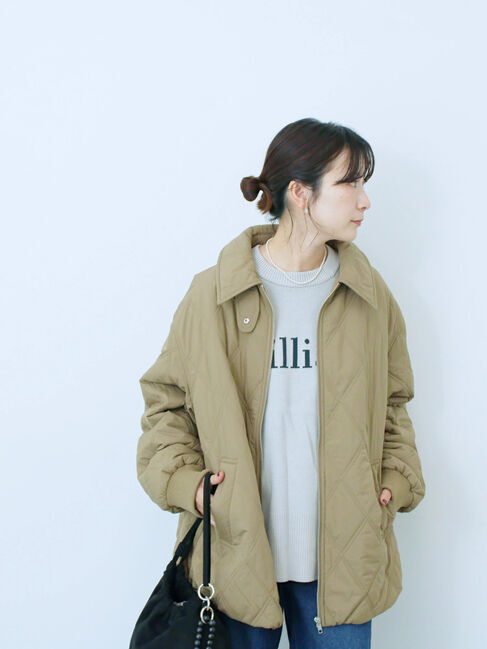 Samansa Mos2 blue「バルーンキルトジャケット」|その他|