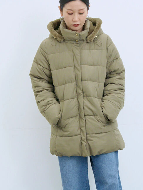 Samansa Mos2 blue「スタイルアップパデットコート」|その他|