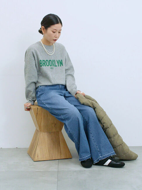 Samansa Mos2 blue「【Hug knit】ロゴプルオーバー」|ニット・セーター|