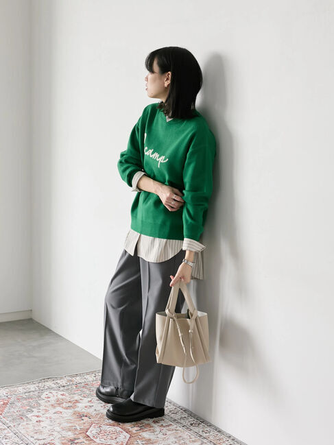 Samansa Mos2 blue「【Hug knit】ロゴプルオーバー」|ニット・セーター|