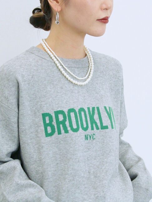 Samansa Mos2 blue「【Hug knit】ロゴプルオーバー」|ニット・セーター|