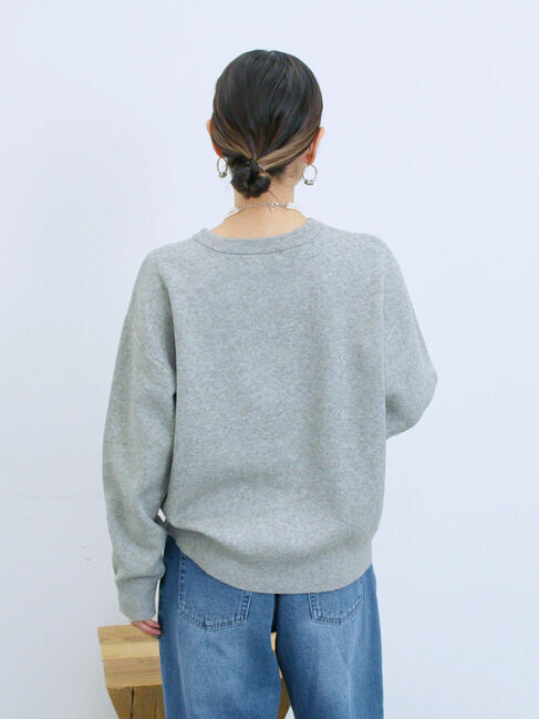 Samansa Mos2 blue「【Hug knit】ロゴプルオーバー」|ニット・セーター|