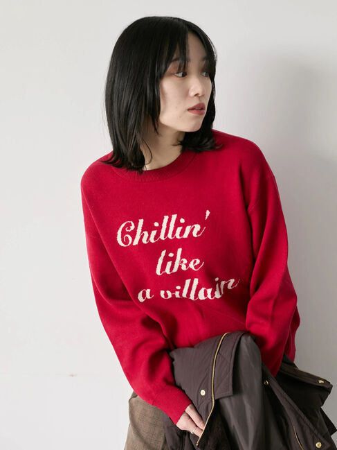 Samansa Mos2 blue「【Hug knit】ロゴプルオーバー」|ニット・セーター|