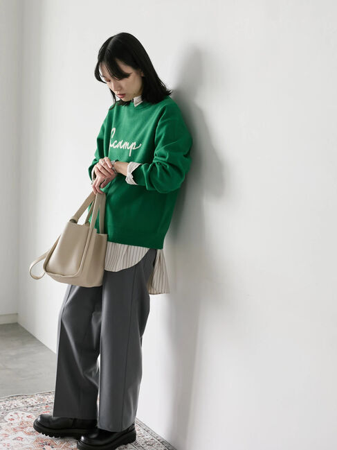 Samansa Mos2 blue「【Hug knit】ロゴプルオーバー」|ニット・セーター|