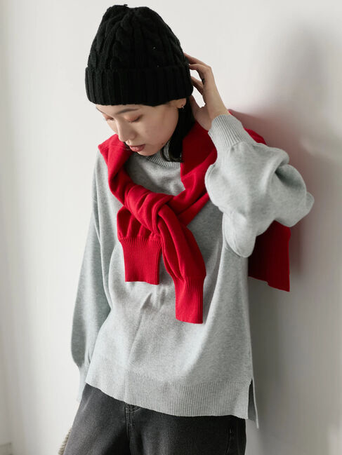 Samansa Mos2 blue「【Hug knit】袖ボリュームハイネックプルオーバー」|ニット・セーター|