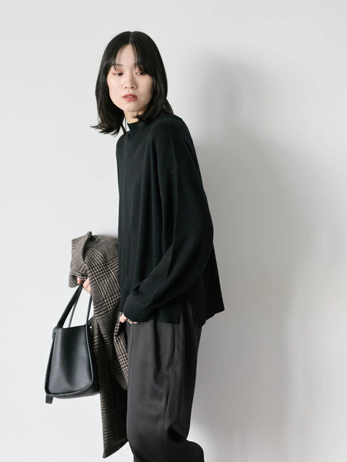 Samansa Mos2 blue「【Hug knit】袖ボリュームハイネックプルオーバー」|ニット・セーター|