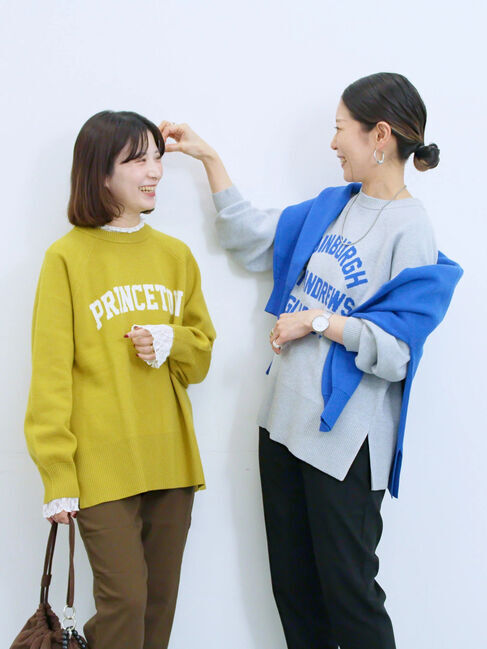 Samansa Mos2 blue「ロゴニットプルオーバー」|ニット・セーター|