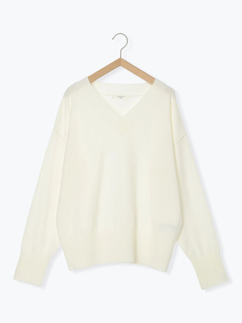 Samansa Mos2 blue「◎Vネックニットプルオーバー」|ニット・セーター|