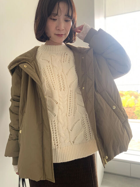 Samansa Mos2 blue「【帯電防止】袖口レースプルオーバー」|Tシャツ・カットソー|