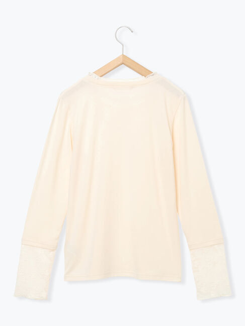 Samansa Mos2 blue「【帯電防止】袖口レースプルオーバー」|Tシャツ・カットソー|