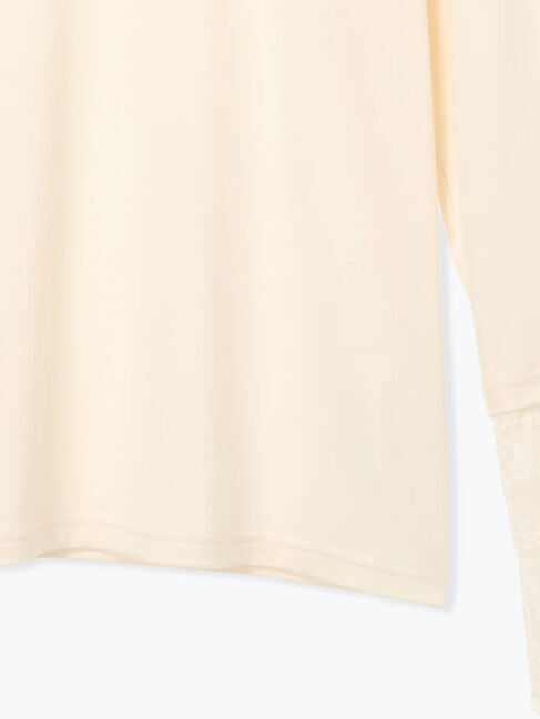 Samansa Mos2 blue「【帯電防止】袖口レースプルオーバー」|Tシャツ・カットソー|