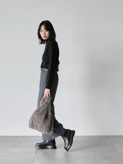 Samansa Mos2 blue「カットジョーゼット裏ボンディングパンツ」|その他|