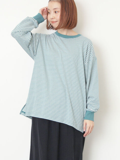 Samansa Mos2「天竺ベーシックロンT」|Tシャツ・カットソー|グリーン