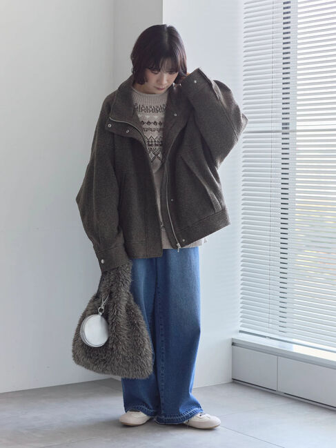 Samansa Mos2 blue「スライバーBIGブルゾン」|その他|