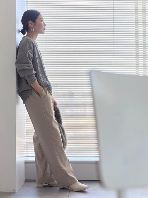 Samansa Mos2 blue「ヘリンボーンストレートパンツ」|その他|